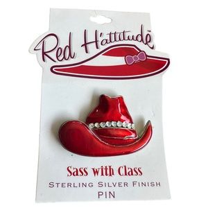 Red Hattitude Sass with Class Sterling Silver Cowboy Hat Pin